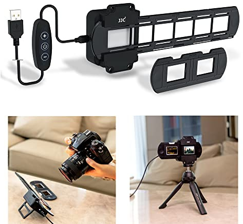 JJC Photo Slide and Film Digitizing LED Light Kit with 35mm Film Strips and Slides Holder, 10-Levels Brightness Shoe Mount LED Backlight for Photo Negatives Scanning Copying