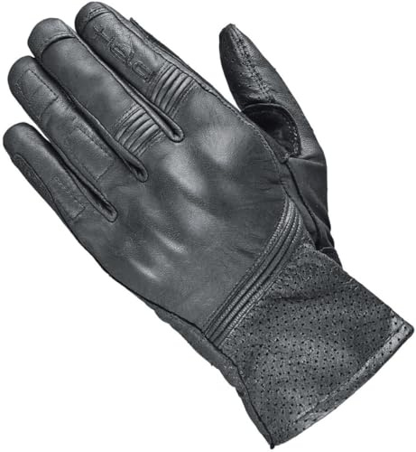 Held Sanford Motorrad-Handschuh Schwarz 10 | Sommer Motorrad-Handschuhe – Känguruleder – perforierte Einsätze – D3O Knöchelprotektor – hohe Belüftung