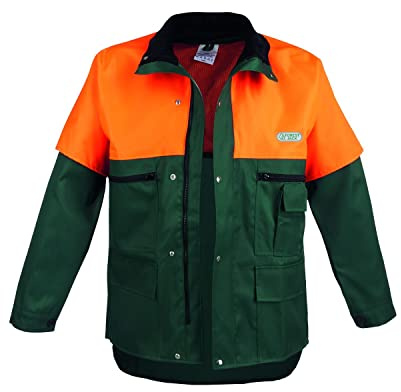 SWS Forst GmbH Forstjacke Herren mit Schnittschutz (Größe: S - 3XL) – Robuste Schnittschutzjacke für Motorsäge & Waldarbeit – Warnschutzjacke grün/leuchtorange