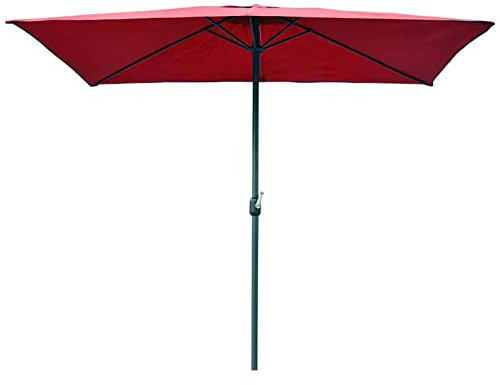 LBONG 200X 200cm Parasol de Plage Jardin Parasol de marché Parasol de terrasse avec manivelle Parasol carré inclinable de Balcon(Red)