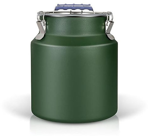 WYJRO Pot à Café Hermétique, Boite de Conservation Acier INOX Réservoir de Stockage, Seau scellé en Acier Inoxydable avec Couverture, pour Grains de Café, Thé et Produits Secs,Vert,19 * 35CM/12L