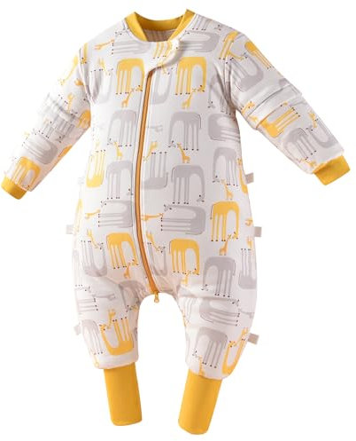 Chilsuessy Baby Schlafsack mit Beinen Warm gefüttert Winter Langarm Winterschlafsack mit Füssen Baby Schlafsack mit Füßen, Elefant/3.5 Tog, 90cm/Baby Höhe 95-105cm