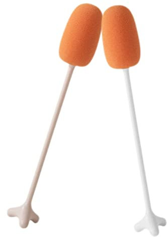 MAGICLULU 2 Stk Schwammbürste mit langem Griff Flaschenreinigungsbürsten schmale Flaschenbürste langen Griff Waschmittel Tasse Becherbürste Baby Wasserflasche Schwamm Weiß