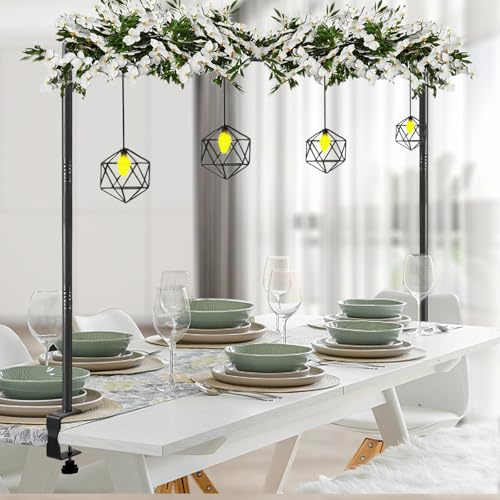 Over The Table Rod Stand with Clamps Adjustable 31-110 Length 31-64 Height, Table Balloon Arch Stand for Wedding Easter Engagement Party, Black Table Arch Frame Hanging Decor Rod
