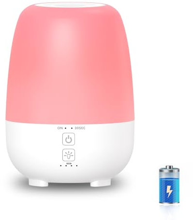 SPLITSKY 150ML Cordless Essential Oil Diffuser, Built-in 6000mAH Rechargeable Battery, 7 Hours Run Time, 7 Colors LED Light, Portable Aromatherapy Diffuser for Home, Outdoor, Travel (White)