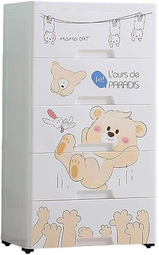 CONGRUI Storage Bins Storage Cabinet, Cute Cartoon, Children's Wardrobe, Household Storage Cabinet, for Living Room/Kitchen/Bedroom(5 Layers)