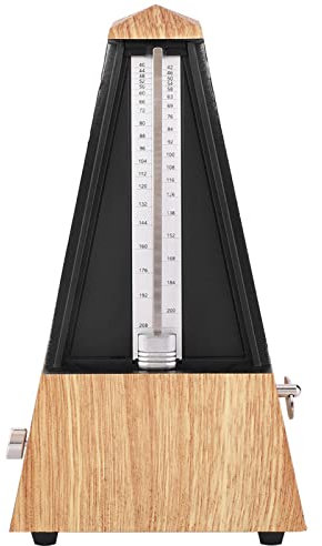 Mechanisches Metronom in edler Holzausf¨¹hrung, mit 2160 Klicks f¨¹r 18 Minuten, Taktauswahl f¨¹r Gitarre, Klavier, Schlagzeug, mit heller Holzmaserung