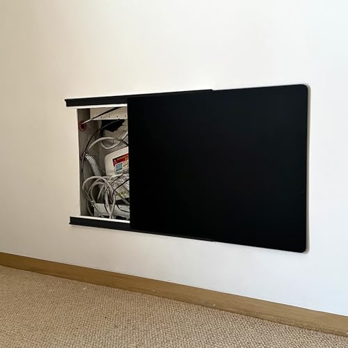 Stromkasten Verkleidung Schiebeabdeckung für Schalttafeln mit Selbstklebender Schiene, Extra Dünne Abdeckung für Stromzählerkästen, Dekorative Wand, Abdeckung für Sicherungskästen im Schlafzimmer(Blac
