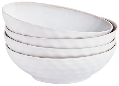Conjunto de 4 platos hondos cuenco para pasta de gres caolín artesanal acabado esmalte reactivo gris claro Sesame