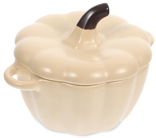 KICHOUSE Cuenco de cerámica para servir calabaza tazón de sopa, olla de cocina, cuenco al vapor, fabricante de yogur decorativo