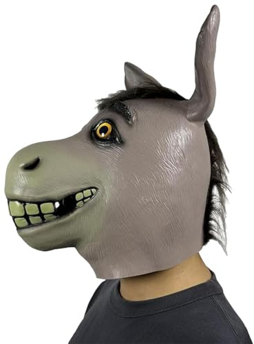 HTGWCG Máscara de Burro, Mascara Burro Animal de Látex para Halloween Carnaval, Accesorios de Cosplay, Máscaras Divertidas para Halloween, Carnaval y Fiestas