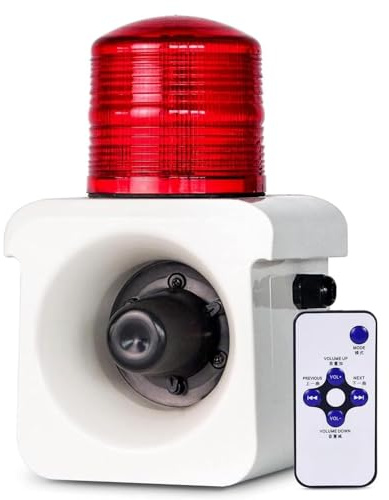 Industrial Alarm Siren with Remote Control, 120dB Loud Outdoor Security Siren with Light for Emergency Alerts