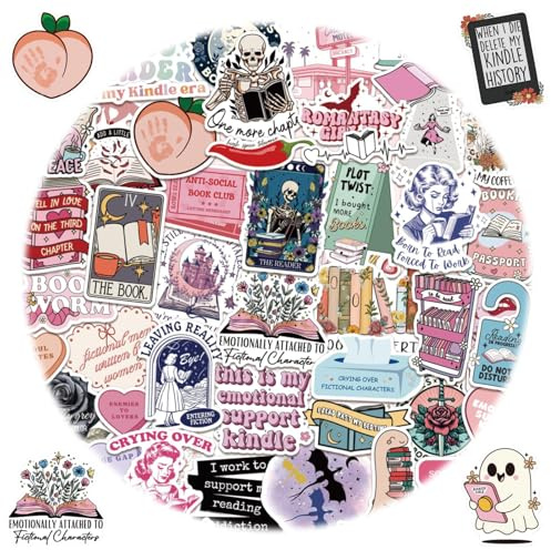 150 Pcs Cute Romance Book Stickers, Funny Holographic Bookish Sticker Pack, Aesthetic Waterproof Vinyl Decals with Literary Themes, Perfect for Laptops, Journals, E-Readers, Water Bottles and Scrapbo
