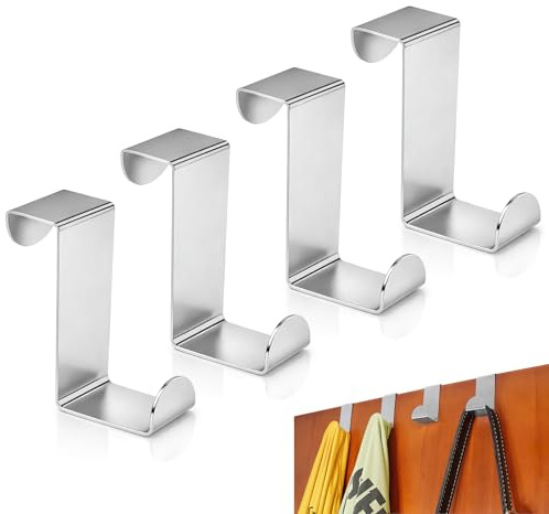 4 Stück Edelstahl Türhaken zum Einhängen,Kleiderhaken Tür Einhängen,Haken Tür,Türhacken,Türhakenleiste,Türhänger,Door Hanger,Türgarderobe Garderobe Türkleiderhaken Hacken Außentür Garderobenhaken