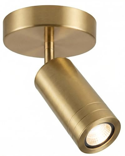 Opulux Solid Copper Gold Dimmable Ceiling Spotlight Indoor - Brushed Surface Light for Accentuating Wall Art, Creating Ambiance in Living Room & Bedroom, 9W GU10 3000K Warm White
