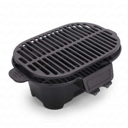 SENECESLI Hibachi Grill, Bärbar Kolgrill, Gjutjärn, Japansk Yakitori-stil, för Utomhuscamping BBQ Picknick