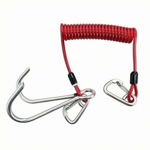 Colcolo Cuerda de Buceo Gancho Doble de Acero Inoxidable Cable Resortado con Fundas Protectoras Flexible y Duradera Adecuada para Submarinismo Equipo de Buceo