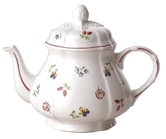 Villeroy & Boch - Petite Fleur Teekanne 900 ml Weiß, Spülmaschinenfest, Mikrowellensicher, Kaffeekanne, Kanne mit Deckel, Porzellankanne, Blümchengeschirr, Premium Porzellan