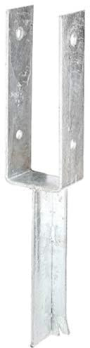 Alberts 216740 Ancre de poteau en U | avec ancrage béton en fer en T | galvanisée à chaud | largeur 71 mm | longueur de l'ancrage béton 200 mm