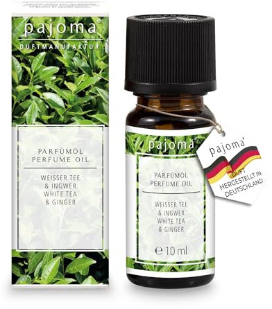 pajoma® Duftöl 10 ml, Weißer Tee & Ingwer | feinste Parfümöle für Aromatherapie, Duftlampe, Aroma Diffuser, Massage, Naturkosmetik | Premium Qualität