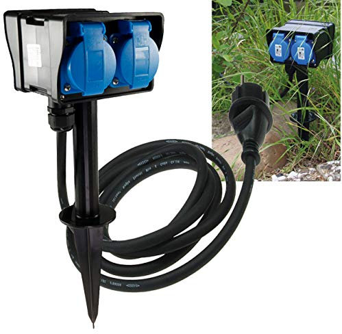Presa da giardino, 4 volte con picchetto di terra 250V/16A IP44