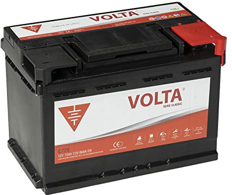 Bateria de Coche Classic 72Ah 660A - Borne +Dcha - Medidas Largo 278 x Ancho 175 x Alto 190 mm con 2 años de Garantía - Fabricación Europea.