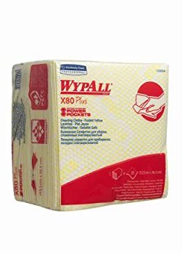 WypAll X80 Plus Paños 19164, 8 paquetes x 30 paños amarillos plegados en cuatro partes
