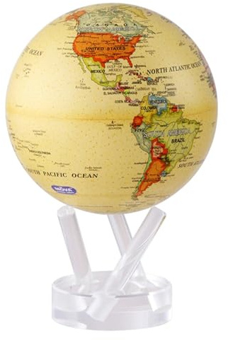 MOVA Self Rotating Globe, Antique Yellow Political Map Prestige (8.5)