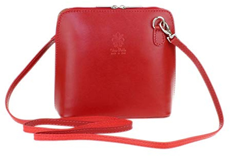 Girly Handbags Femmes Cuir Véritable Rigide Sac D'ƒpaule Sac Bandouliere Sac Réel Italienne (Rouge)