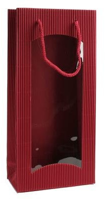 der-verpackungs-profi GmbH Weintragetaschen Weinverpackung Flaschentaschen Tragetaschen offene Welle Focus 20 Stück (17 x 8,5 x 36 cm (2 Flaschen), Bordeaux)