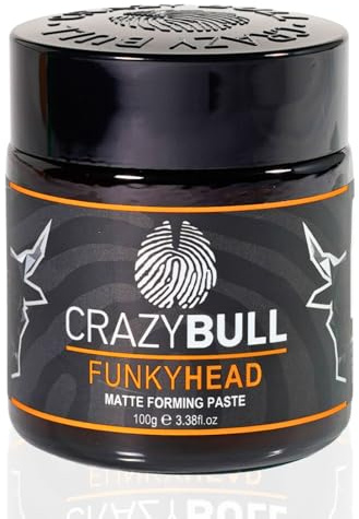Crazy Bull Hair Styling Paste Funky Head- Natural Matte Finish with Light Hold Texture for Volumising, Defining, & Texturising - Vegan Hair Styler Product for Men & Women - Clean Scent, Water-Based