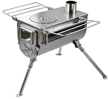 Winnerwell Wooddoppel-View Medium Zelt Herd | tragbare Holz Brennen Zelt Herd für Zelte, Überdachungen und Camping | 800 Cubic Inch Firebox | Stainless Steel Construction | Inklusive Schornsteinrohr