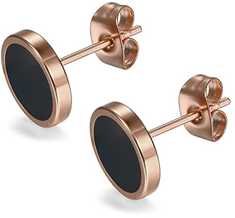 Flongo Ohrringe Edelstahl Unisex Ohrringe für Herren und Damen fake plug Ohrstecker in Mode 3-14mm Größe Ohrschmuck schwarz silber golden fake tunnel Ohrstecker hübsche minimalistische Ohrringe