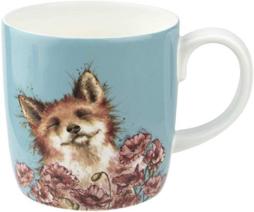 Royal Worcester Wrendale Designs Mug en porcelaine anglaise Motif renard dans un champ de coquelicots