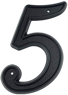 HASWARE Numéro de maison de 5,5 pouces (139mm) Numéros de porte modernes Numéros d'adresse du domicile de la rue, plastique ABS noir (5)
