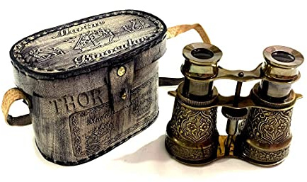 THOR INSTRUMENTS Nautisches Marine viktorianisches antikes Fernglas mit Lederetui, handgefertigtes Produkt, rustikale Vintage-Heimdekoration, Geschenke
