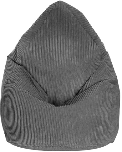 DreamRoots Sitzsack Kinder Cord 70x70x105 cm, Granite Gray | Bean Bag Chair, mit Füllung, Lehne & Bezug, Kindersitzsack für Mädchen & Jungen, Kinderzimmer