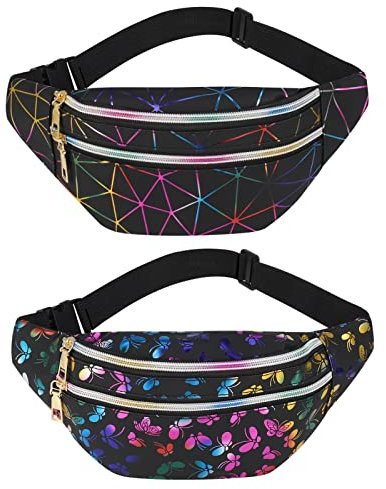FANTESI 2 Stück Bauchtasche Damen Wasserdicht Gürteltasche Sport Bauchtasche Mädchen, Herren Mode Hüfttasche für Outdoor Reise Wandern - Women Waist Pack