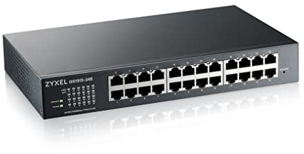 Zyxel 24-Port GbE Smart Hybrid Mode Switch | Standalone oder Nebula Cloud | Rackmount | lüfterlos [GS1915 - 24E] | 24 x GbE RJ-45-Ports, lüfterlos, NebulaFlex, VLAN, QoS, IGMP Snooping, Wand- und Rack-Montage-Kits im Lieferumfang enthalten