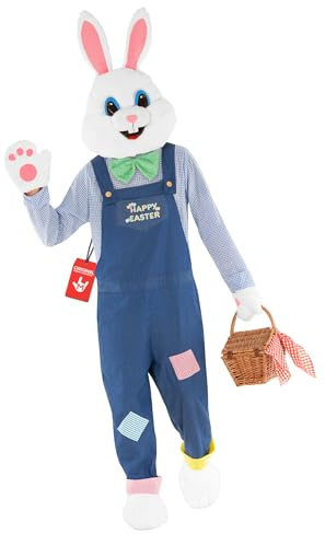 Morph Easter Bunny Costume Adult Rabbit Mascot Dungarees Suit for Easter Costumes Celebrations and Events, Large
