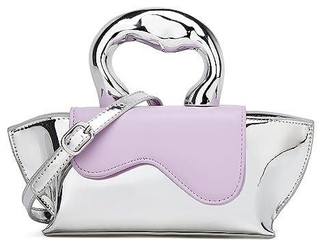 Jusavie Kleine silberne Umhängetasche Y2K Abendtaschen Handtasche für Frauen Hobo-Taschen Schultertaschen Tragetasche für Frauen 2024, Ein Lila, Einheitsgröße