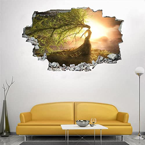 Baum Wandtattoo - Wandbild Wanddurchbruch - Sonnenlicht - Aufkleber für die Wand Wanddeko fürs Kinderzimmer- Wanddekoration 72x113cm