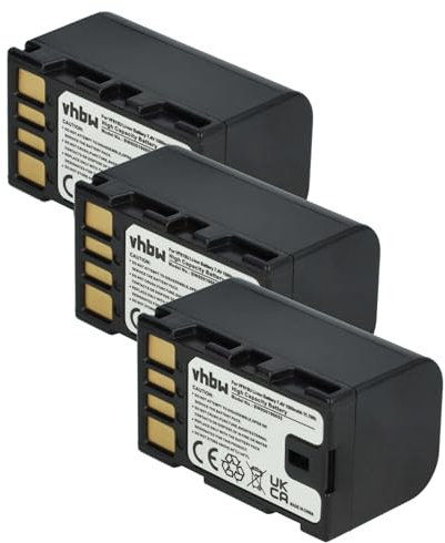vhbw 3X Batteries Remplacement pour JVC BN-VF808, BN-VF808U, BN-VF815 pour caméra vidéo caméscope (1400mAh, 7,2V, Li-ION) avec Puce d'information