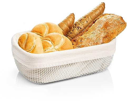 Tescoma 900829 Cestino portapane in metallo smaltato e interno in cotone 18,5 x 28,5 cm, linea Online