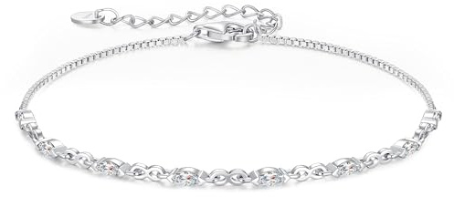 CDE Infinity Armband Silber 925 Damen mit Zirkonia Geburtsstein | Armbänder Verstellbares Armkette Damen Schmuck Muttertag Valentinstag Geburtstag Weihnachten Geschenke
