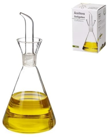 LEKE GO Aceitera Antigoteo de Cristal para Mesa Cocina con Servicio de 125 CC, 250 CC, 500 CC, 750 CC, 1000 CC a Escoger (250 ml)