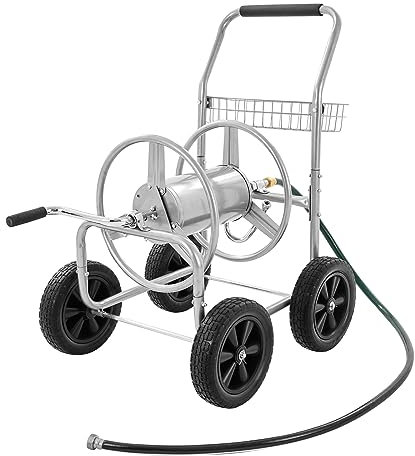 VEVOR Carrello avvolgitubo, può contenere fino a 250 piedi di tubo da 5/8, carrelli per tubi dell'acqua da giardino, strumenti mobili con 4 ruote, piantagione da esterno in acciaio verniciato a polve