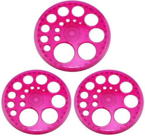 Haidong Transportador circular de 360°, plantilla redonda completa, transportador de plástico, herramienta de dibujo circular, aplicable para oficina, hogar, aula (rojo) -3 unidades
