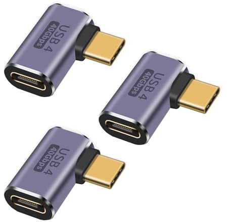 HUAZIZ 3 Unidades Adaptador USB C Macho a Hembra, USB C 90 Grados Adaptador en Angulo de 90 Grados Adaptador Tipo C Conector