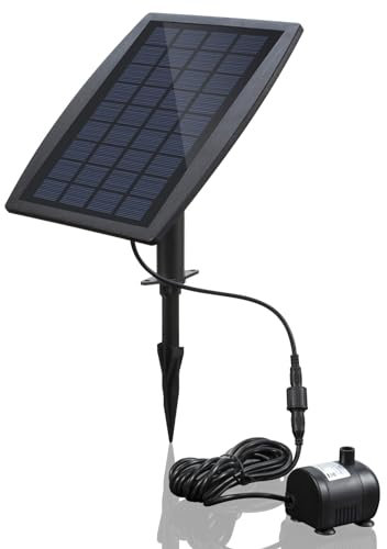 Meichoon Pompa a fontana solare con pannello da 2,5 W, kit pompa per fontana per uccelli per laghetto per patio, giardino, decorazione acquario MY04